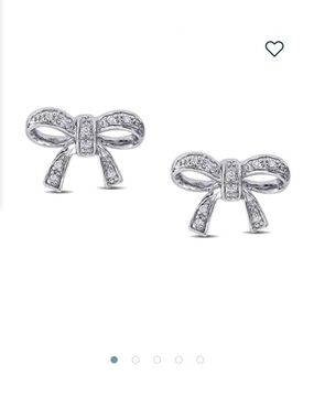 NIB Discontinued Pandora 925 Sterling and Cubic Zirconia Bow Stud Earrings